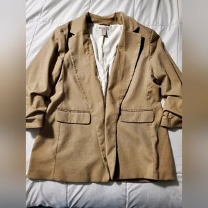 Khaki colored H&M blazer 3/4 length sleeves